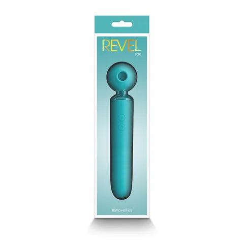 Revel Fae - Teal 19.5 cm USB Rechargeable Thrusting Massage Wand w/ Air Pulsation