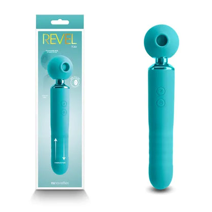 Revel Fae - Teal 19.5 cm USB Rechargeable Thrusting Massage Wand w/ Air Pulsation