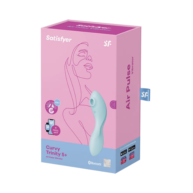 Satisfyer Curvy Trinity 5 App Control Vibrator Stimulator - Blue