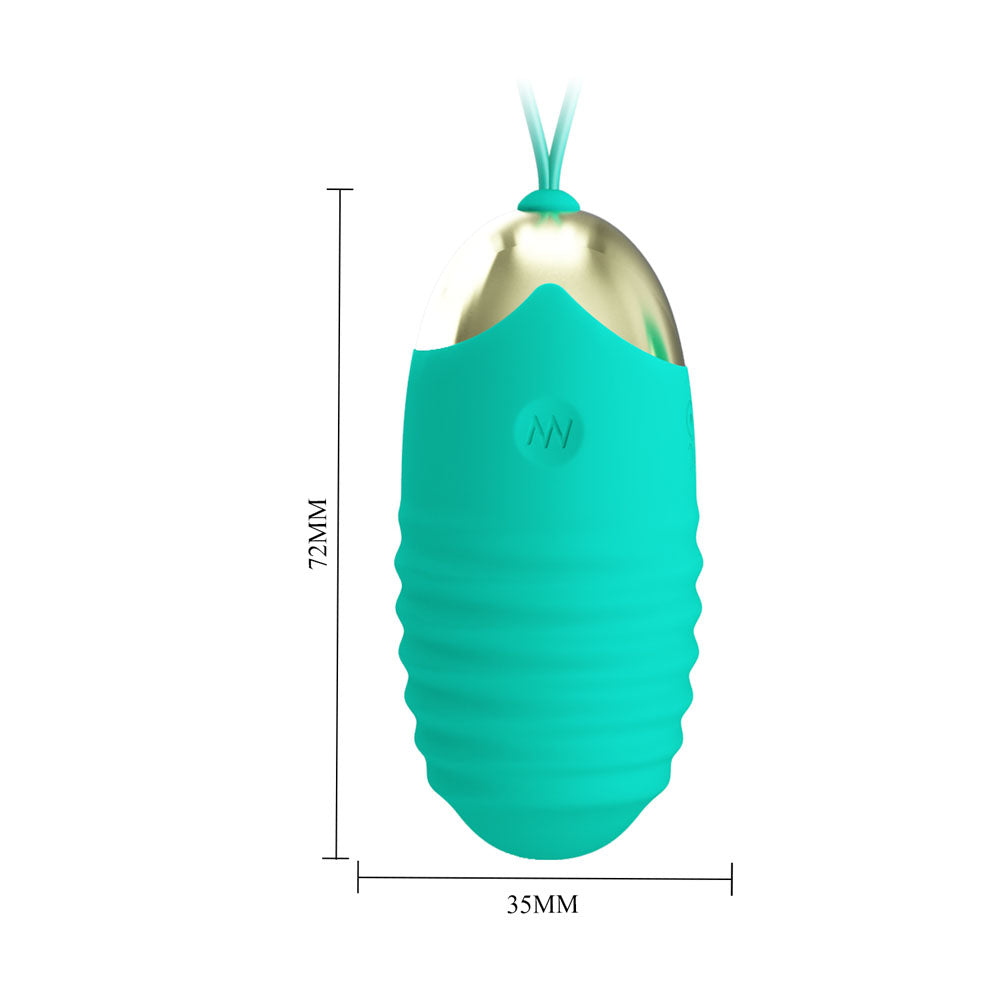 Party Up IAN Remote Egg - Teal - Teal USB Rechargeable Vibrating Egg with Wireless Remote