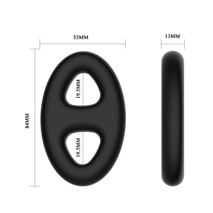 CRAZY BULL Oval Cock & Ball Ring - Black Cock & Ball Ring