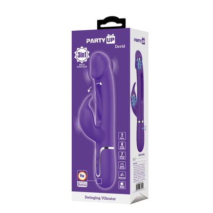Party Up DAVID Swinging Vibe - Purple - Purple 23.2 cm USB Rechargeable Rabbit Vibrator with Flicking Arm