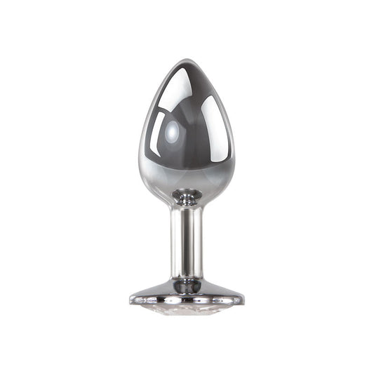 Adam & Eve Clear Gem Anal Plug - Small - Metallic 7.1 cm Small Butt Plug with Clear Gem Base