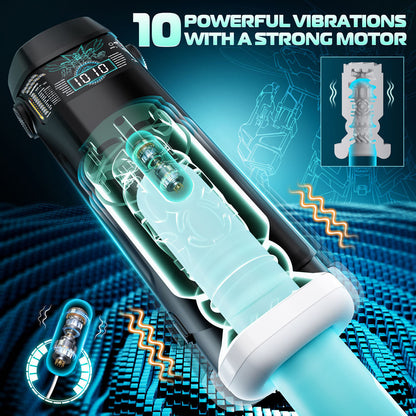 CyberSkin The Titan - Black USB Rechargeable Thrusting & Vibrating Auto Masturbator with Heater