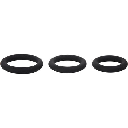 Adam & Eve Silicone Penis Ring Set - Black Cock Rings - Set of 3 Sizes