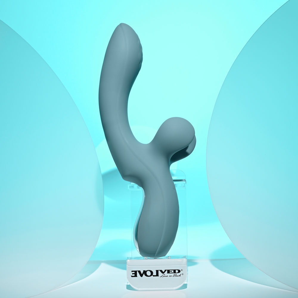 Evolved TAKE YOUR FLICK - Grey 24.1 cm USB Rechargeable Vibrator with Flicking Clitoral Stimulator
