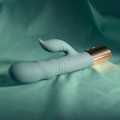 Evolved THE SHIMMY - Green USB Rechargeable Thrusting Rabbit Vibrator