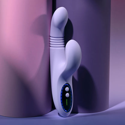 Evolved PEP TALK - Purple 23.3 cm USB Rechargeable Thrusting Vibrator with Tapping Clitoral Stimulator