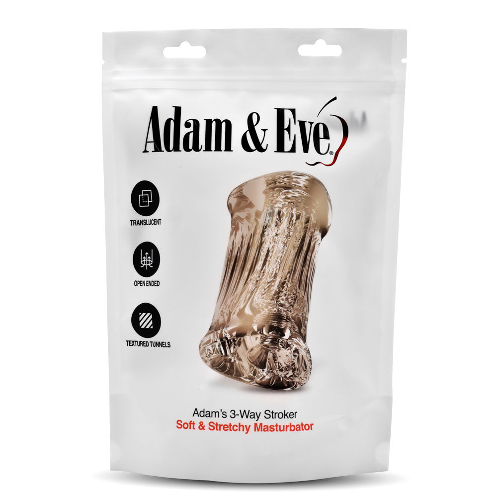 Adam & Eve Adam's 3-Way Stroker - Clear Triple Hole Stroker