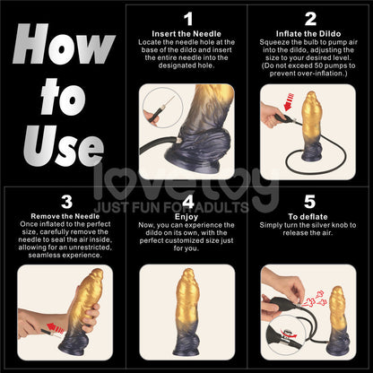 Aerosx 10 Inch Dual Density Inflatable Dildo - Gold/Blue 33 cm Inflatable Fantasy Dildo