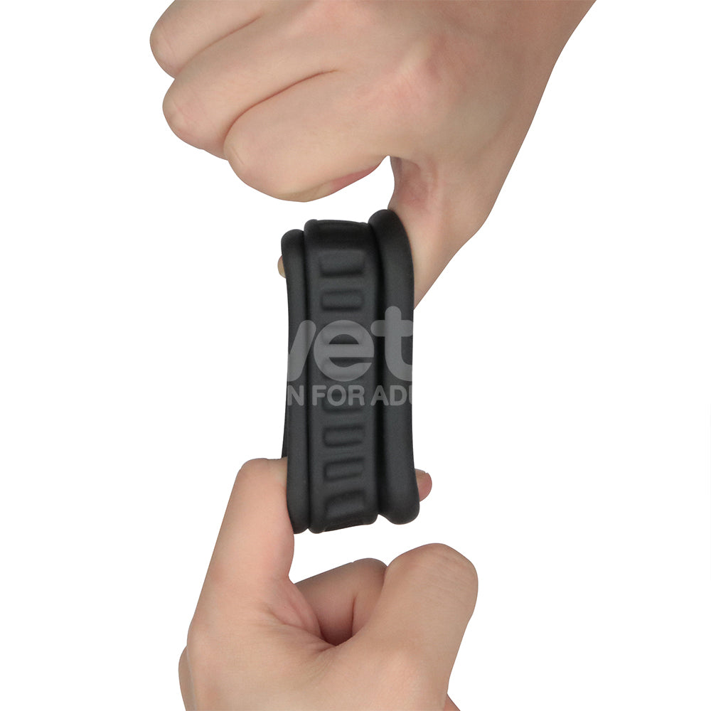 Pinnacle Pro Twin Grip Enhancer - Black Cock & Balls Ring