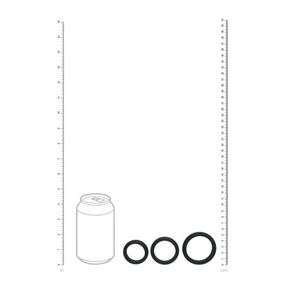 LEVELZ Wide O Silicone Cock Ring Set of 3 - S/M/L - Black Cock Rings - Set of 3 Sizes