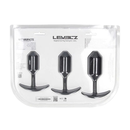 LEVELZ Silicone Weighted Anal Plug Training Set - Black Weighted Butt Plugs - Set of 3 Sizes