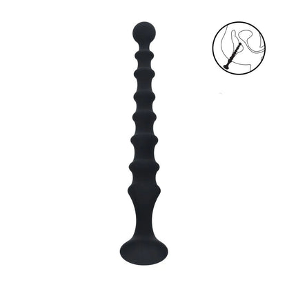 LEVELZ Ribbed Silicone Flared Anal Probe - Black 26.7 cm Anal Beads