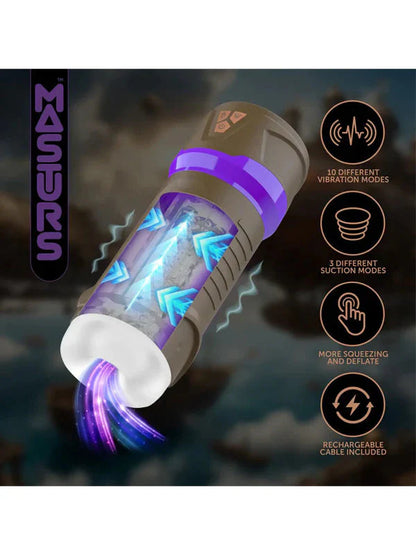 MASTURS Misty - USB Rechargeable Sucking, Vibrating & Squeezing Auto Stroker with Augmented Reality