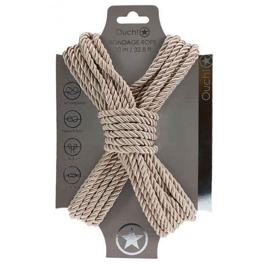 OUCH! Bondage Rope - 10 M - Gold - Gold Nylon Bondage Rope - 10 metre Length