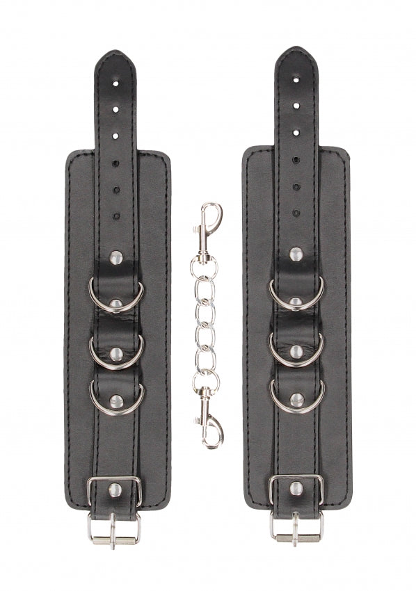 Ouch Black & White Bonded Leather Wrist or Ankle Cuffs