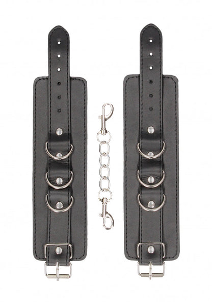 Ouch Black & White Bonded Leather Wrist or Ankle Cuffs