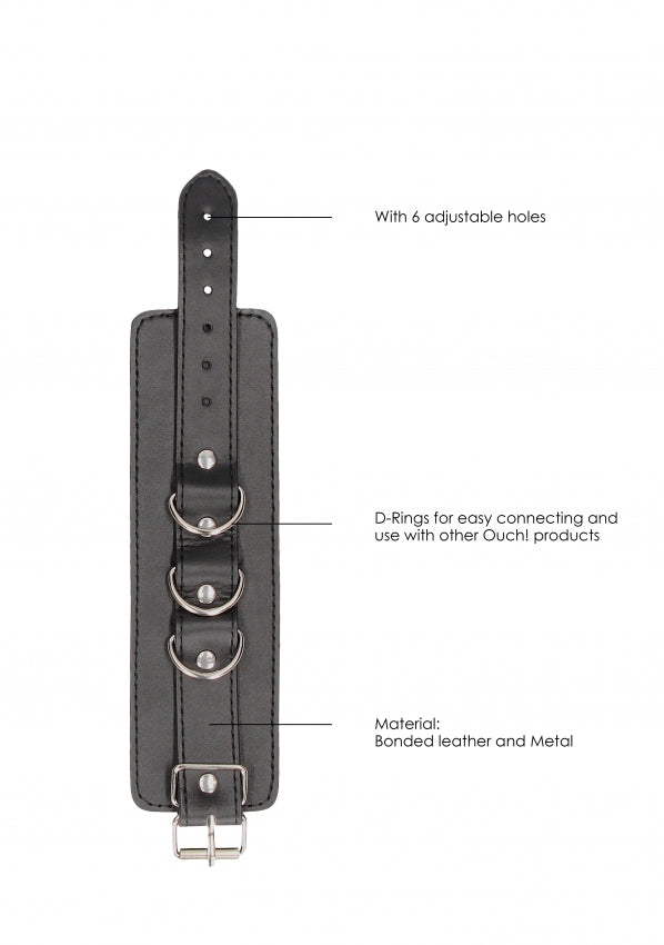 Ouch Black & White Bonded Leather Wrist or Ankle Cuffs