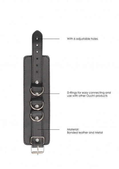 Ouch Black & White Bonded Leather Wrist or Ankle Cuffs