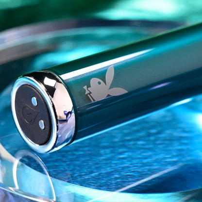 Playboy Pleasure EMERALD - Blue 9.1 cm USB Rechargeable Glass Tipped Bullet