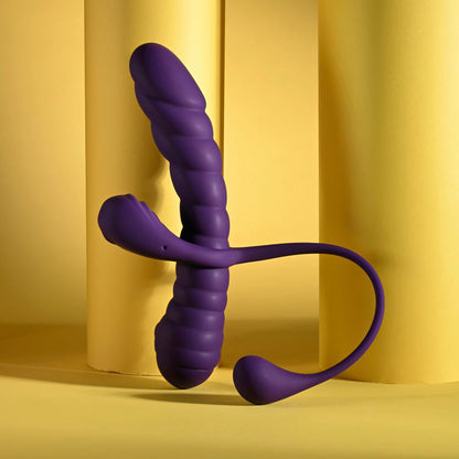 Playboy Pleasure TWISTED PLAYGROUND - Purple USB Rechargeable Vibrator and Cock Ring Kit