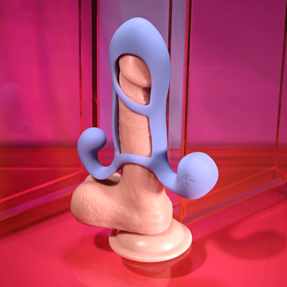 Playboy Pleasure FANTASY CAGE - Purple USB Rechargeable Vibrating Penis Sleeve