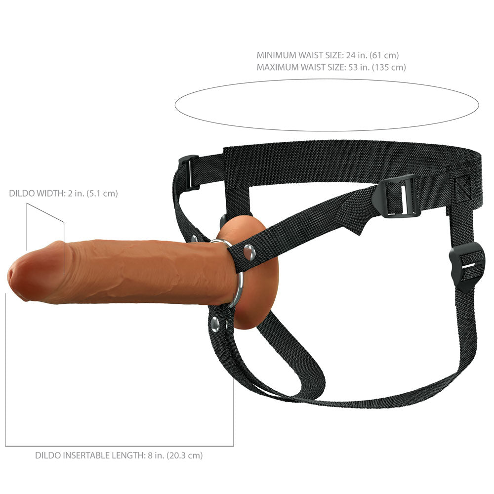 FX Elite 8'' Silicone Hollow Strap-On - Tan - Tan 20 cm Hollow Strap-On
