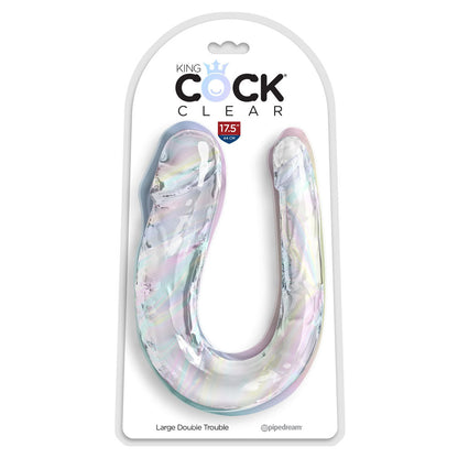 King Cock Clear Large Double Trouble - Clear Large Double Penetration Dong