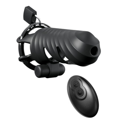 Fantasy C-Ringz Remote-Controlled Vibrating Cock Blocker - Black Vibrating Cock Cage