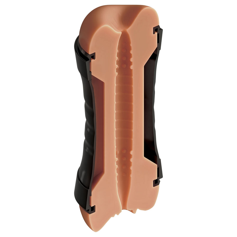 PDX Wet Pussies Super Flip-A-Pussy Over - Brown - Brown Dual Ended Stroker (Vagina & Ass)