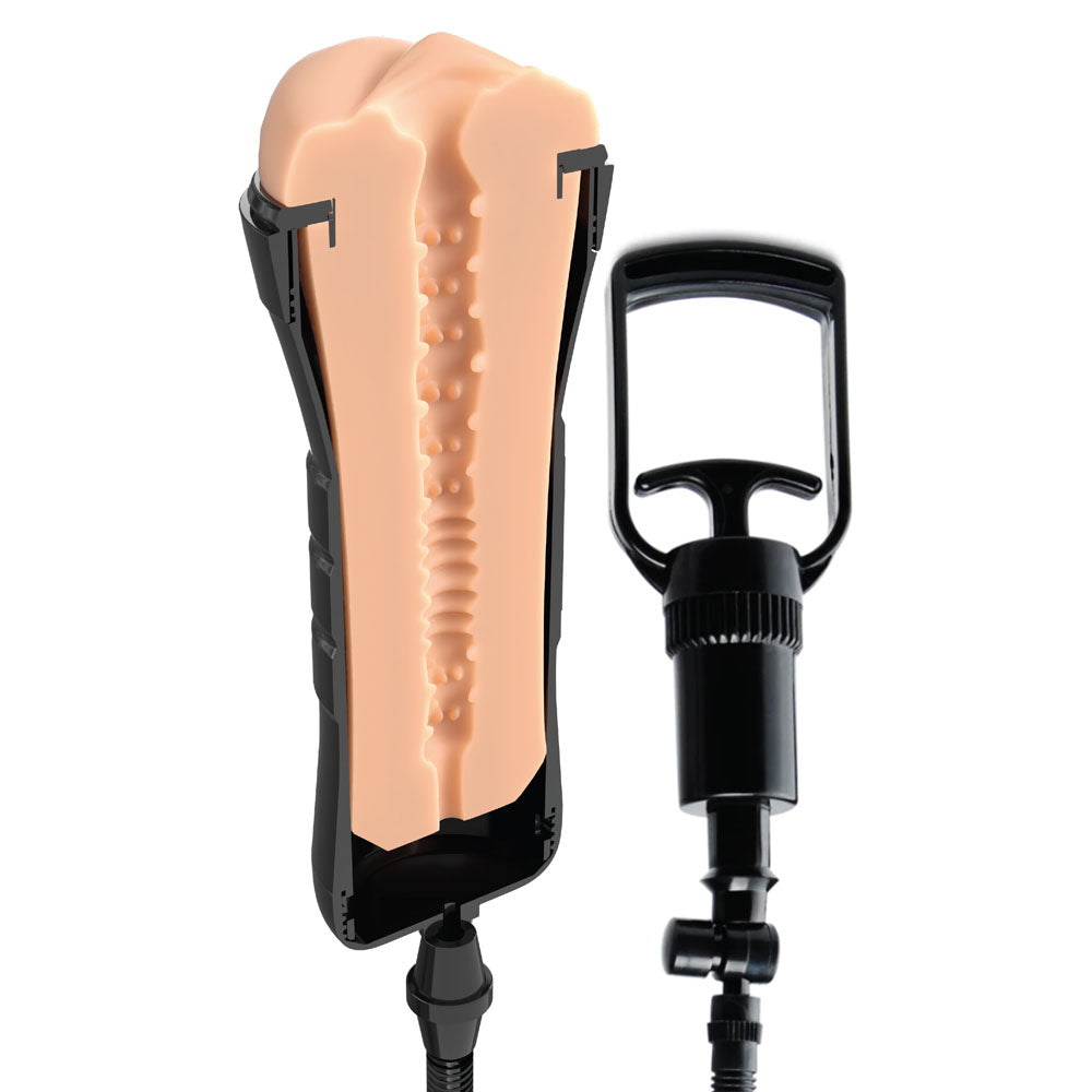 PDX Wet Pussies Super Sucker XXL Stroker - Flesh - Flesh Vagina Stroker with Suction Pump
