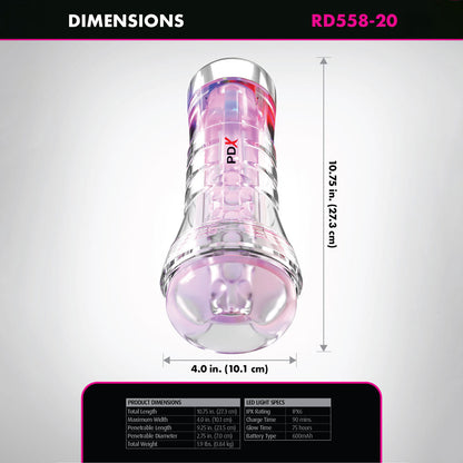 PDX Elite ViewTube XXL LED Stroker - Clear Stroker with LED Lights