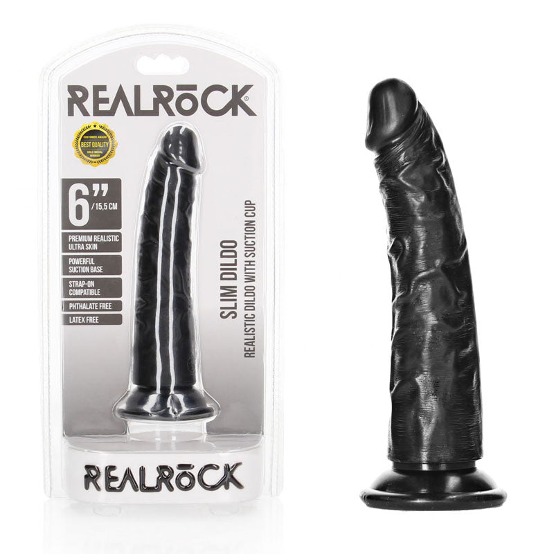REALROCK Realistic Slim 6'' without Balls Black Dildo