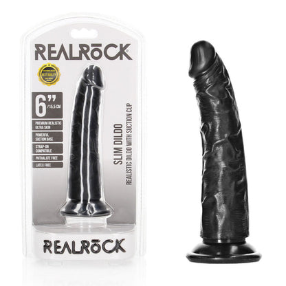 REALROCK Realistic Slim 6'' without Balls Black Dildo