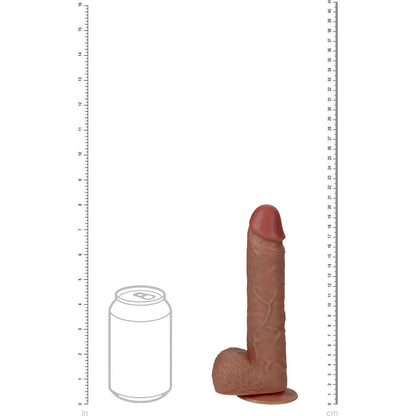 REALROCK 20cm Vibrating + Rotating Cock + Balls - Flesh - Flesh 20.3 cm (8'') USB Rechargeable Vibrating and Rotating Dong