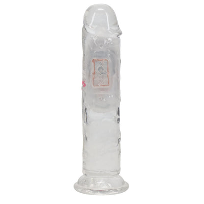 REALROCK 6'' No Balls Wireless Rechargeable LED Vibrating Dong - Clear with LED 16.5 cm USB Rechargeable Vibrating Dong with Remote
