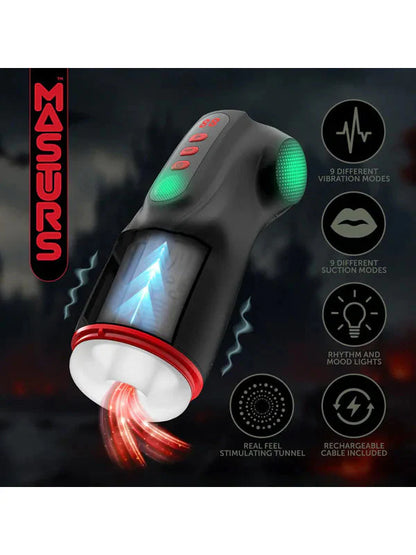 MASTURS Raven - USB Rechargeable Vibrating and Sucking Auto Stroker with Augmented Reality
