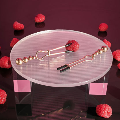 Selopa BEADED NIPPLE CLAMPS - Rose Gold - Rose Gold Nipple Clamps - Set of 2