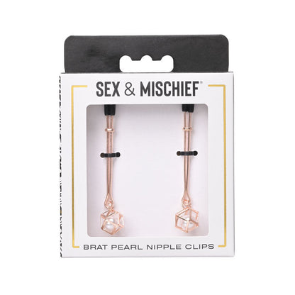 Sex & Mischief Brat Pearl Nipple Clips - Rose Gold - Set of 2