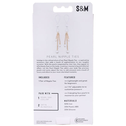 Sex & Mischief Pearl Nipple Ties - Gold/Pearl Nipple Restraints - Set of 2