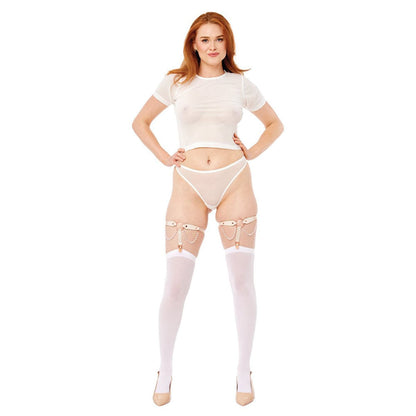 Sex & Mischief Peaches n CreaMe Pearl Garters - Peach / Rose Gold Garters with Pearls - Set of 2
