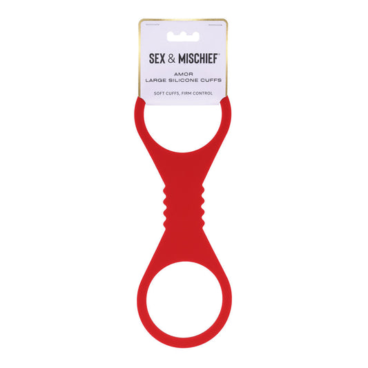 Sex & Mischief Amor Large Silicone Cuffs - Red Large Restraints