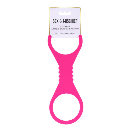 Sex & Mischief Large Hot Pink Silicone Cuffs - Hot Pink Large Restraints