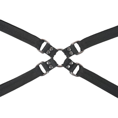 SPORTSHEETS Velvet Noir Adjustable Hog Tie & Cuff Set - Black Restraints