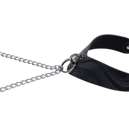 SPORTSHEETS Velvet Noir Collar & Removable Clamps - Black Neck & Nipple Restraints