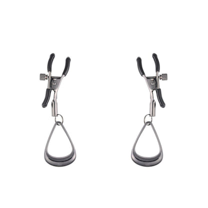 SPORTSHEETS Velvet Noir Tuggable Nipple Clamps - Gunmetal Adjustable Nipple Restraints