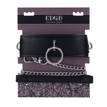 EDGE Collar & Leash - Black Neck Restraint with Heavy Duty Metal Leash