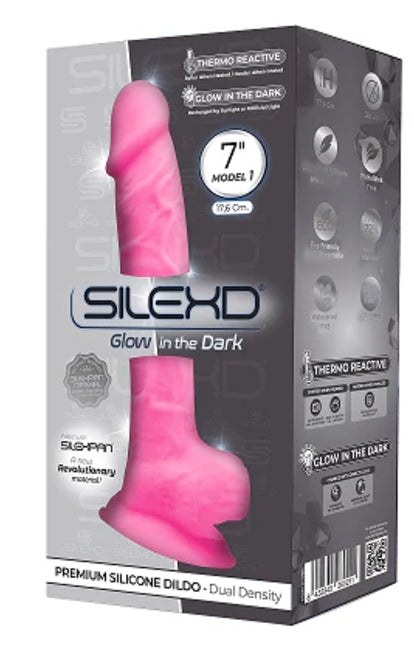 Silexd Model 1 Pink Glow In The Dark 7" Dildo