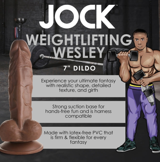 Fantasy JOCK Weightlifting Wesley 7" Dark Dildo with Balls